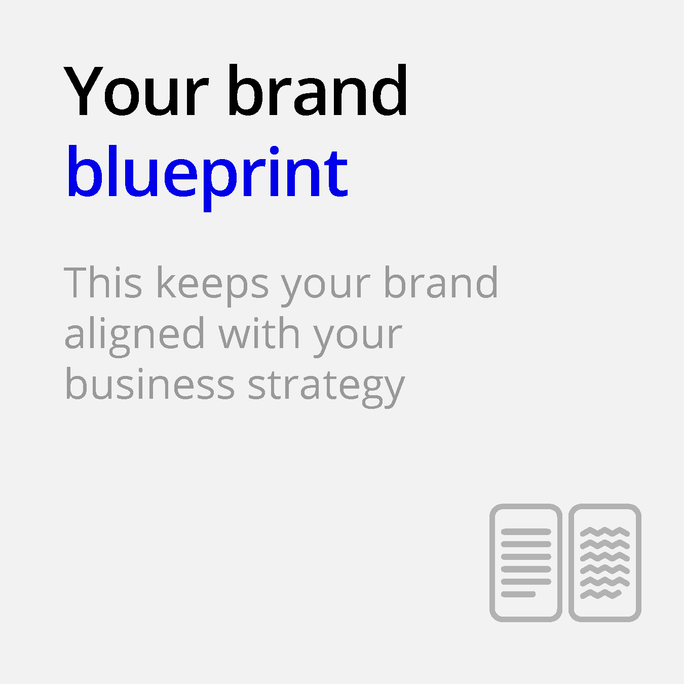 your brand blueprint brand aligned business strategy book pages line text wavy icon ellen and company